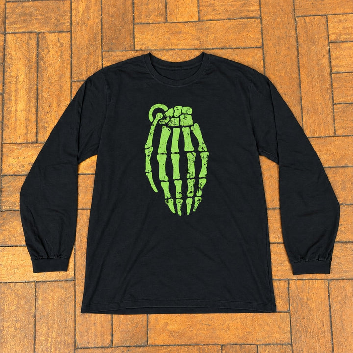 Longsleeve Bone Grenade preta, flatlay