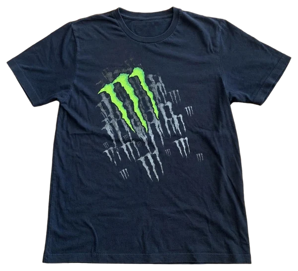 Camiseta preta GARRAS RASGADAS esticada, estampa completa