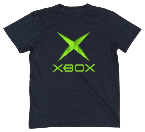 Camiseta preta X VERDE CLÁSSICO esticada, estampa completa