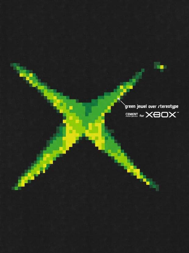 Estampa X Pixelado Verde sobre algodão preto